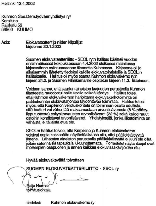 Filmikamarin vastaus